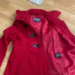 GUESS Red Women's Toggle Pea Coat